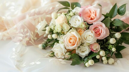 Exquisite Wedding Bouquet: A Stunning Collection of Delicate Blooms, Soft Hues, and Elegant Greenery, Perfect for Bridal Inspirations, Romantic Wedding Themes, and Timeless Floral Design Showcases