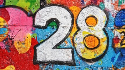 Obraz premium Colorful graffiti wall with large numbers 28