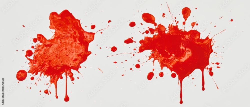 Poster the vibrant red paint splashes creating an abstract artistic background.