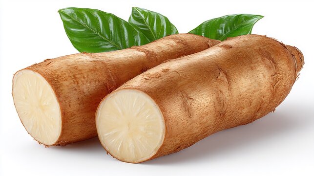 Fresh Organic Yac?n Tubers with Leaves