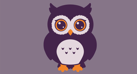 Cute Cartoon Owl with Big Eyes