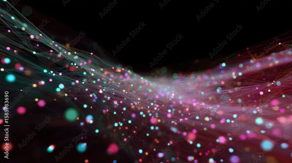 Poster abstract digital art piece that appears to be a network of interconnected lines and dots.