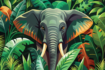 Green jungle palm tree leaf pattern vector illustration