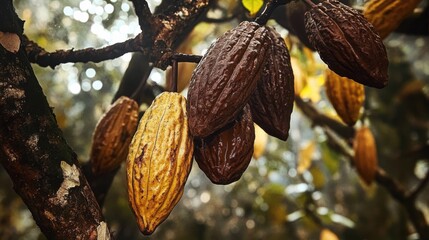 Cacao tree bearing cocoa chocolate