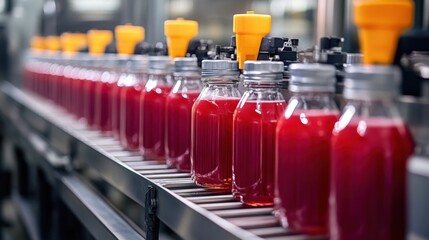 Automatic line for packaging juices in glass containers- food industry