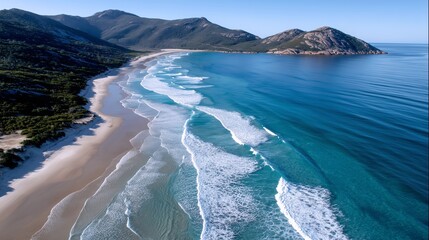 Aerial view of wild beach and coastline
