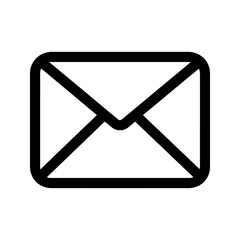 Black Outline of Email Envelope Icon on White Background