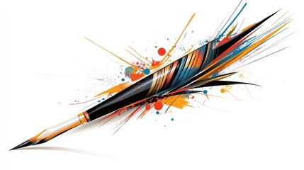 Abstract ink pen, colorful splatters, artistic design