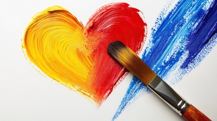 Heart-shaped paint strokes on white