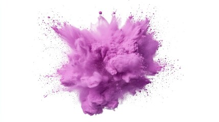 Exploding pink powder on white background