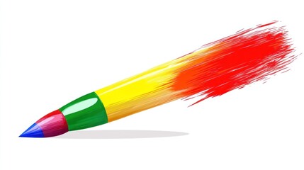 Colorful paintbrush tip, streaked with vibrant colors