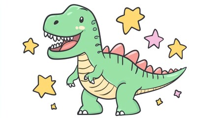 Cute cartoon dinosaur with stars