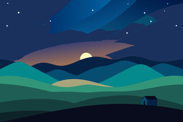 night landscape with mountains