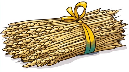 Tied bundle of golden wheat stalks