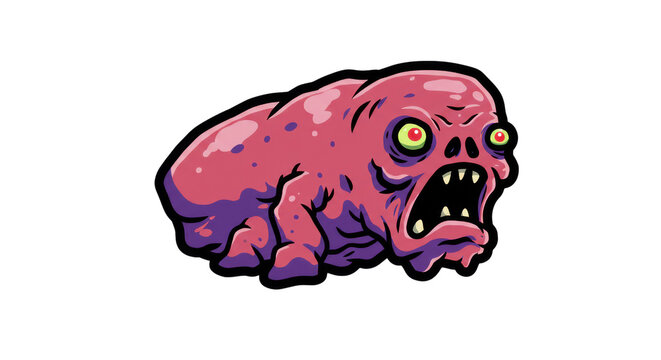 Gross Pink Blob Monster Cartoon Illustration