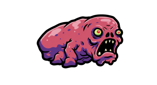 Gross Pink Blob Monster Cartoon Illustration