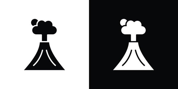 Volcano icon Flat Vector illustration. Simple black symbols