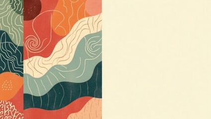 Abstract Geometric and Soft Pastel Backgrounds with Natural Motifs