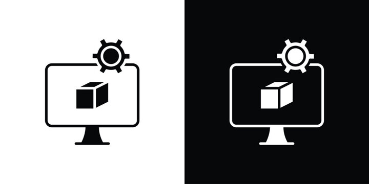 Virtual machine icon Flat Vector illustration. Simple black symbols