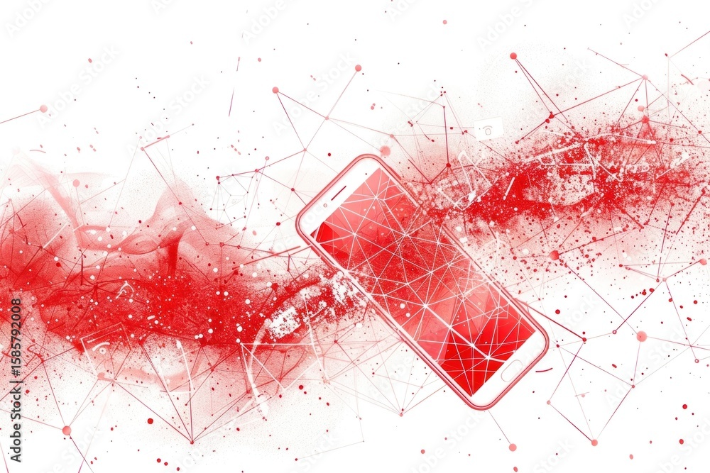 Poster abstract particle technology background phone electronics graphics.
