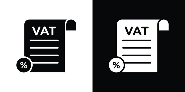 Value added tax VAT icon Flat Vector illustration. Simple black symbols