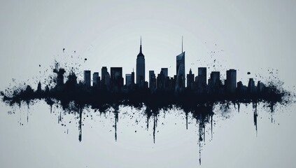 Fototapeta premium NYC Skyline: An Ink Splatter Masterpiece