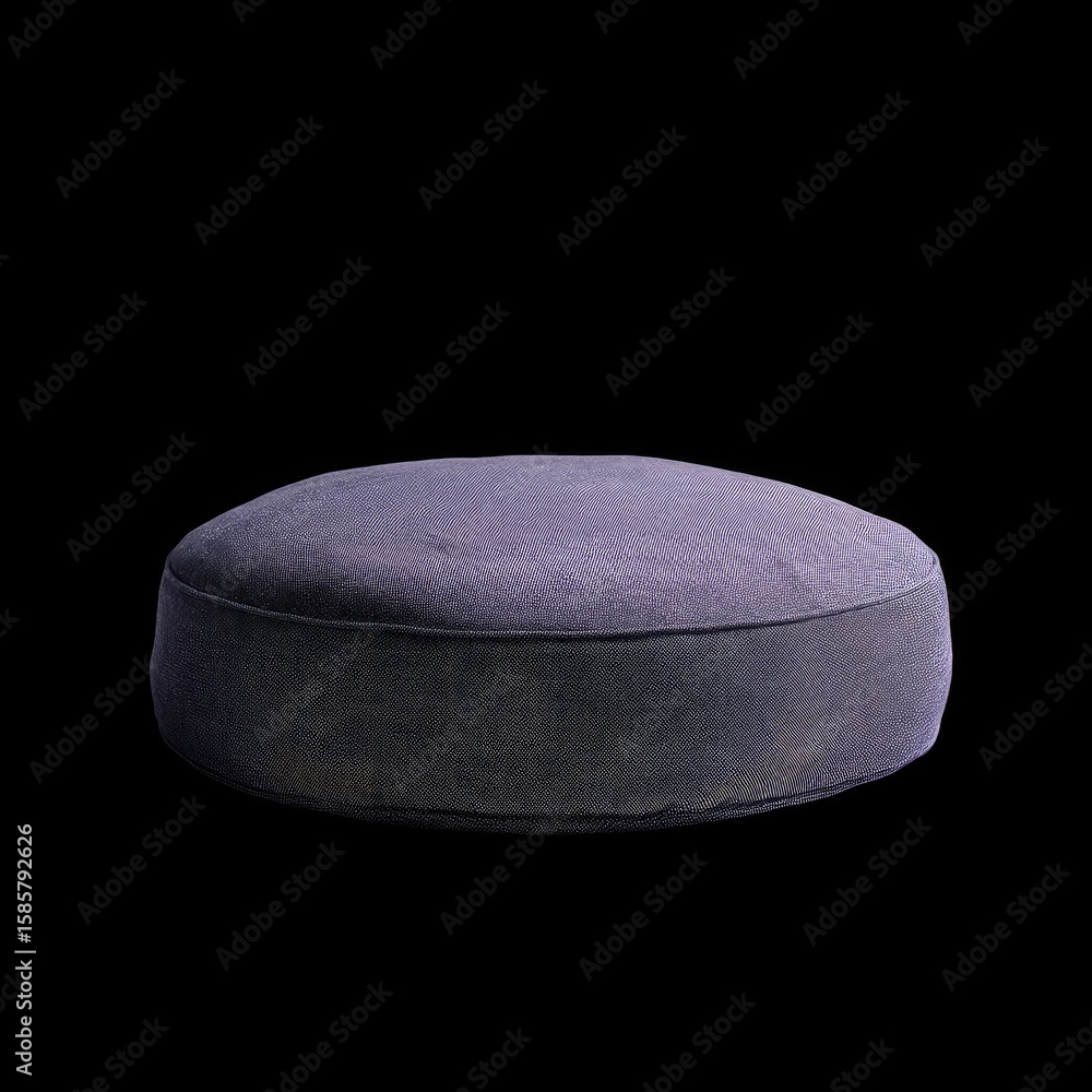 Poster round dark cushion on a black background with soft texture showcasing modern minimalist design and v