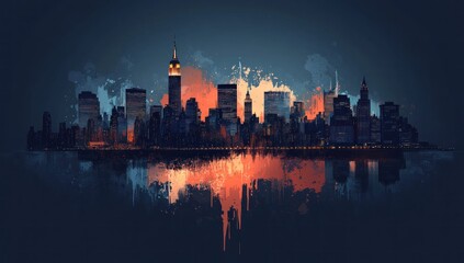Obraz premium NYC Skyline Artistic Night View