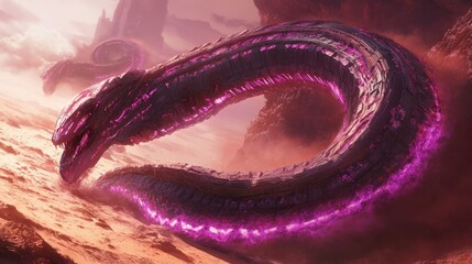 Obraz premium Alien serpent in desert landscape