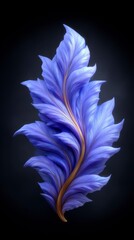 Obraz premium Elegant abstract blue leaf with gold stem and flowing textured petals design