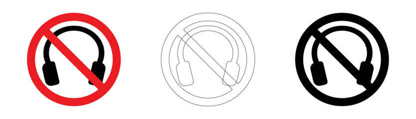 No headphones allowed sign in vector format