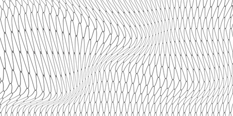 Abstract vector illustration featuring a hexagonal mesh pattern warped into a wavy, curved form resembling DNA structure. modern mode type2