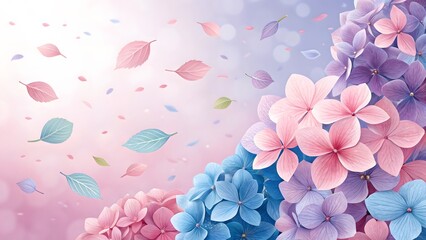 Colorful Hydrangea Petals Background in Soft Focus