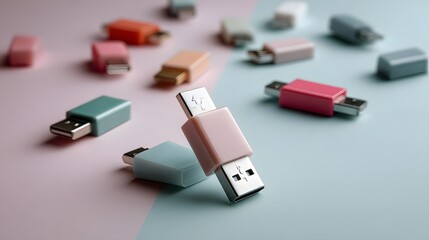 Fototapeta premium Usb Drive and Memory Card Matte Background