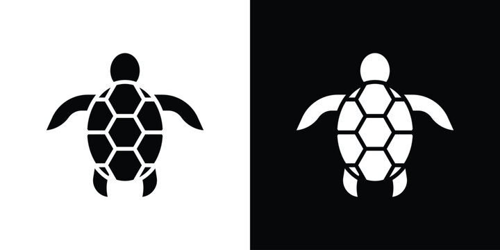 Sea turtle icon Flat Vector illustration. Simple black symbols