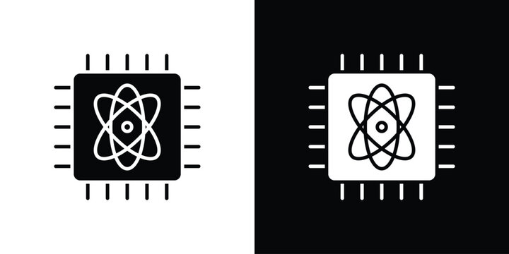 Quantum computing icon Flat Vector illustration. Simple black symbols