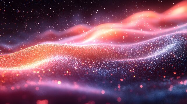 Neon progress bar with flowing digital particles