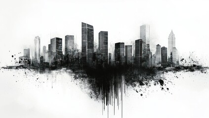 Fototapeta premium Urban Ink: A Monochromatic Cityscape