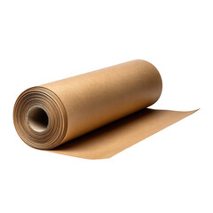 Fototapeta premium Brown kraft paper roll unfurled with a cardboard core isolated on transparent background