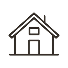 Simple Outline Drawing of a House with Chimney and Window