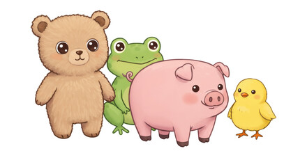 Adorable Cartoon Animal Friends Illustration