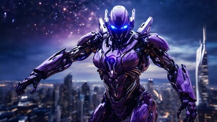 Fototapeta premium High-Tech Android in Night City 