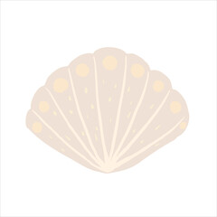 Hand-drawn pastel color beige sea shell, cozy aesthetic sea element.