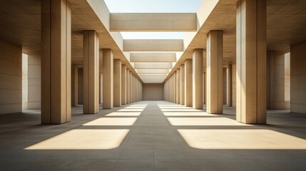 Fototapeta premium Sunlit Colonnade: Architectural Serenity