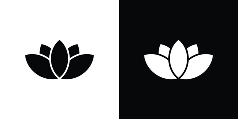 Lotus flower icon Flat Vector illustration. Simple black symbols