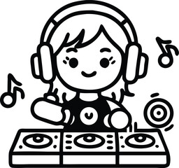 Music Icon Set – Black and White Vector Symbols for Audio, Sound, and Instruments
Girls Music Icon Set – Singing, Playing Instruments, DJ and Music Notes.
