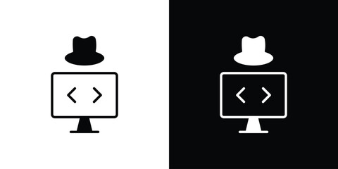 Hacker icon Flat Vector illustration. Simple black symbols © Opps