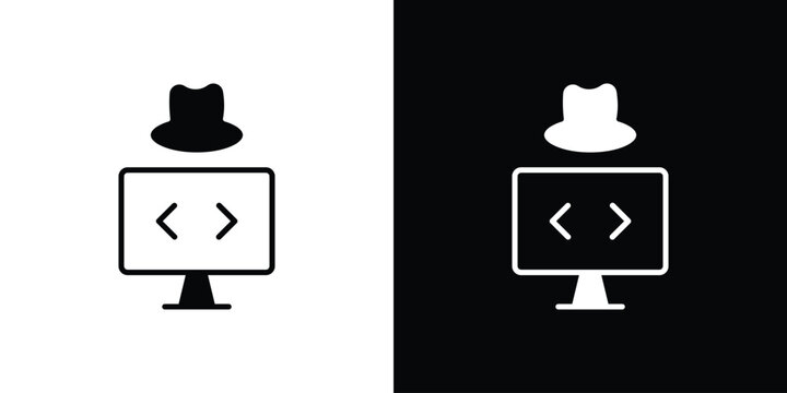 Hacker icon Flat Vector illustration. Simple black symbols