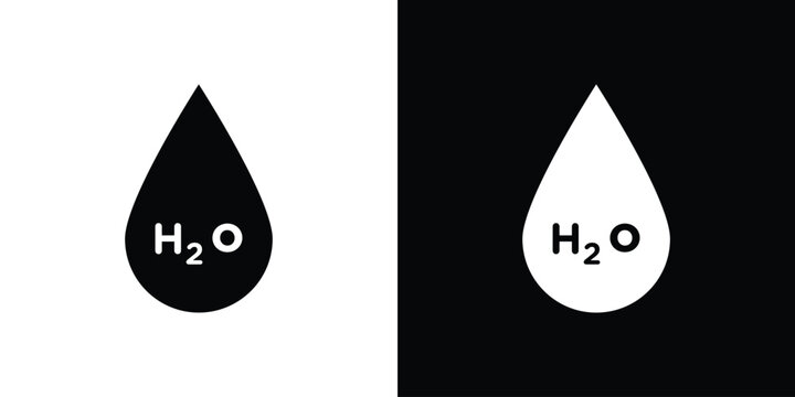 H2o icon Flat Vector illustration. Simple black symbols