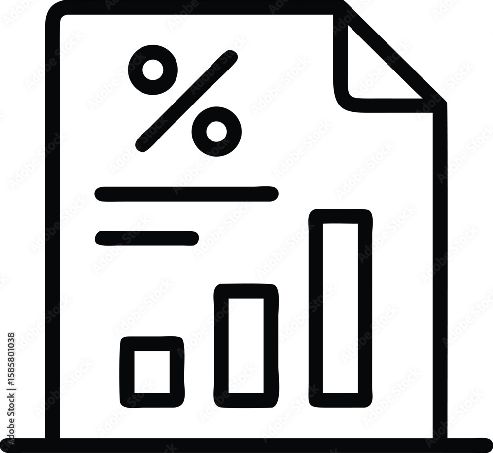 Poster outline data sheet with percentage sign and bar graph for financial presentation